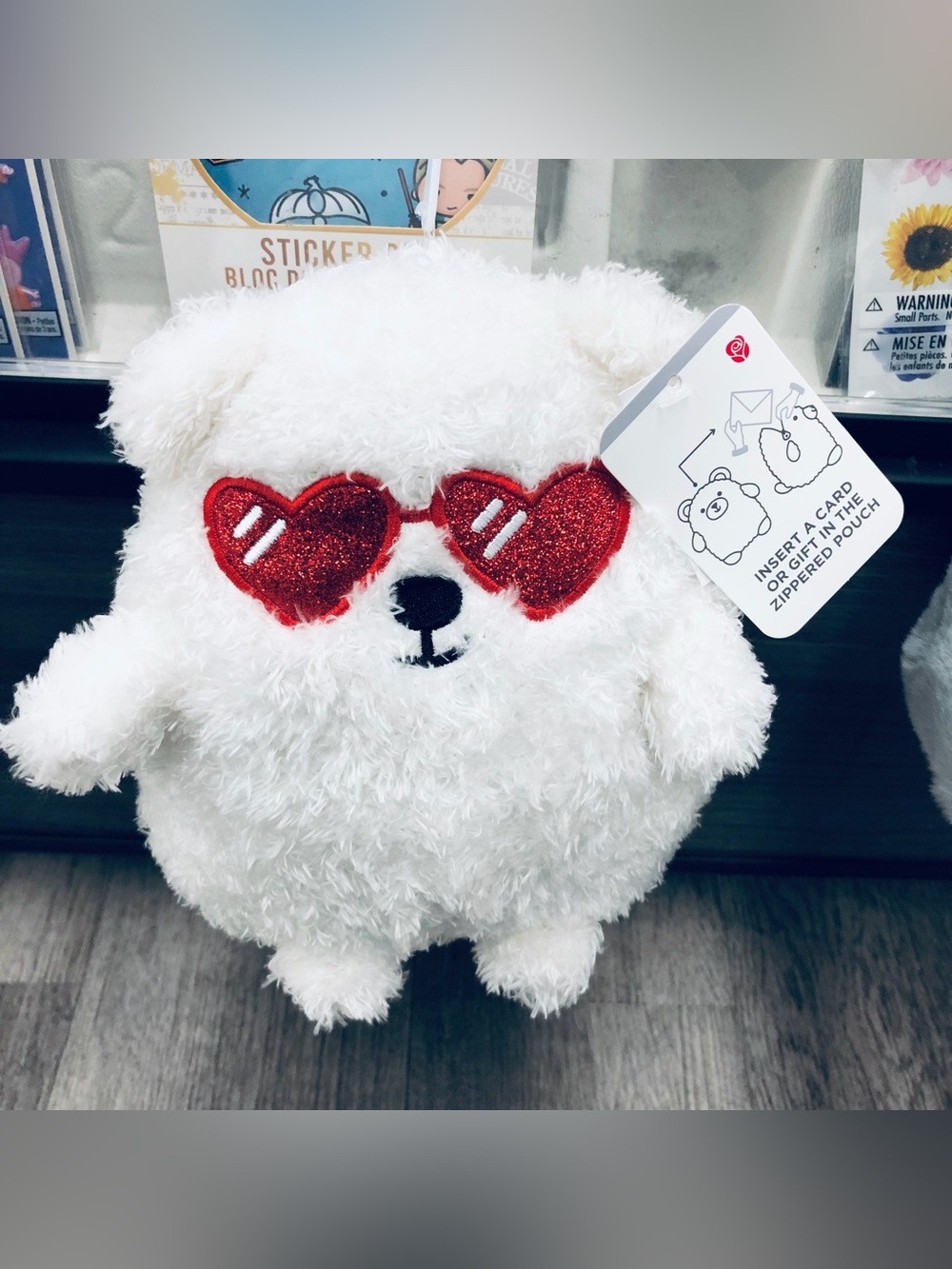 NEW AMERICAN GREETINGS Gift Card Holder Bear Plush Toy w/ Zippered Pouch White